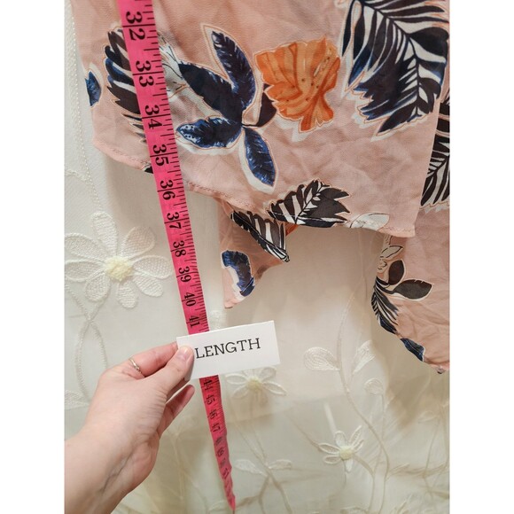 A New Day Womens M Pink Midi Dress Ruffle Tropical Beach Feminine Flowy Vacation - Picture 13 of 14